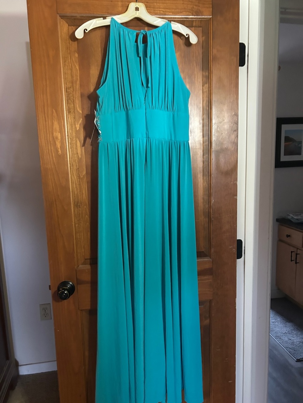 R&M Richards Teal Halter Maxi with Beaded Waist - Picture 4 of 4